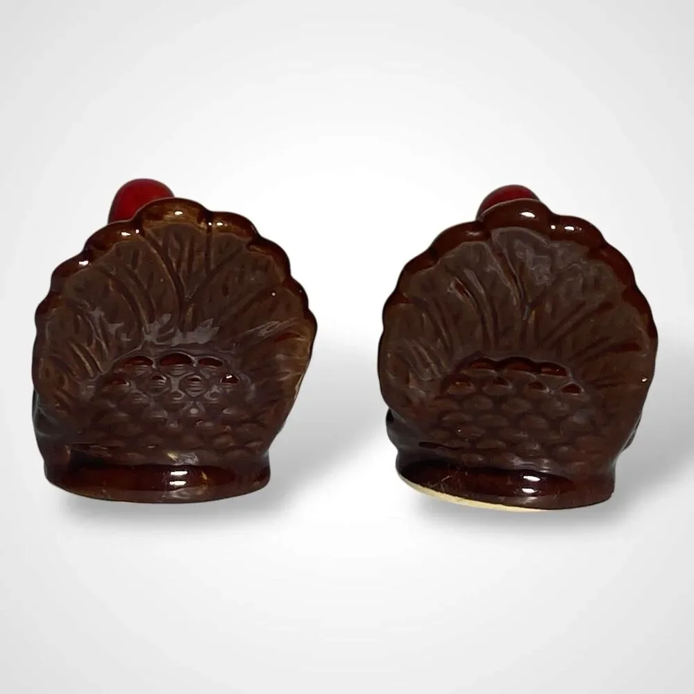 Miniature Turkey Salt and Pepper Shakers Vintage Ceramic Thanksgiving Pair